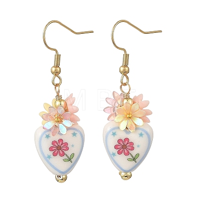 Handmade Porcelain & Resin Dangle Earrings EJEW-JE07490-1