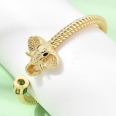 Brass Pave Cubic Zirconia Elephant Open Cuff Bangles for Women CU-CBAE7DF-50G-1