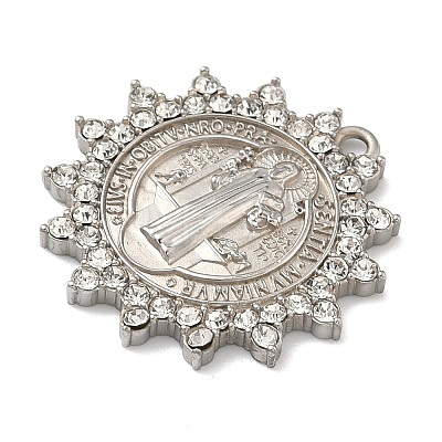 304 Stainless Steel & Rhinestone Pendants STAS-G371-09A-01P-1