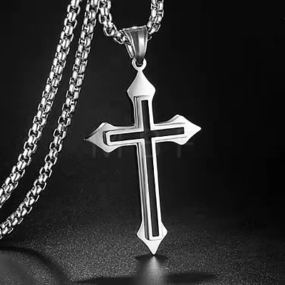 Cross Alloy Black Enamel Pendant Necklaces FS-WGF2765-01-1