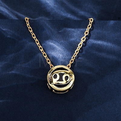 Brass Pave Cubic Zirconia Birth Stone Constellation Pendant Cable Chain Necklaces NJEW-D334-01G-12-1