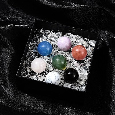 Natural & Synthetic Gemstone Healing Round Ornaments AJEW-FS0001-13A-1