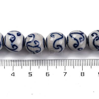 Handmade Blue and White Porcelain Beads Strands PORC-I027-01F-1