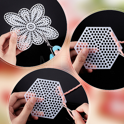 WADORN 40pcs 10 styles Flower & Butterfly & Hexagon Plastic Mesh Canvas Sheets DIY-WR0003-49-1