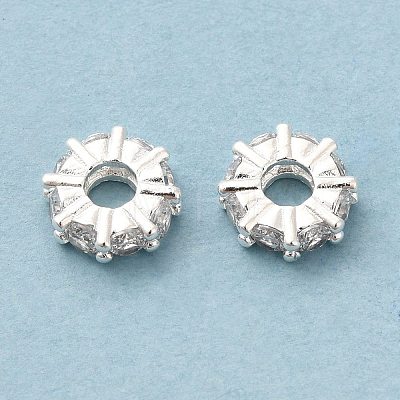 Brass Micro Pave Cubic Zirconia Beads KK-H442-56S-1