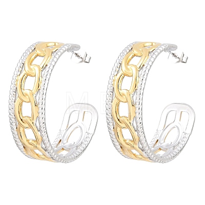 304 Stainless Steel Hollow Link Chain Stud Earrings for Women SA-CBA45D5-33GP-1