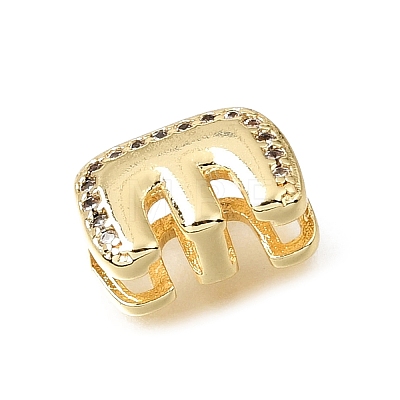 Brass Micro Pave Clear Cubic Zirconia Initial Spacer Bars KK-E802-34G-E-1