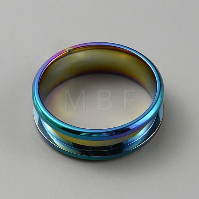 304 Stainless Steel Grooved Finger Ring Settings RJEW-WH0010-08E-MC-1