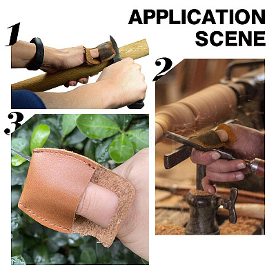 GOMAKERER 3Pcs 3 Colors Cowhide Thumb Protector for Woodwork Carving AJEW-GO0001-69-1