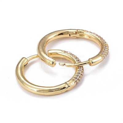 Brass Micro Pave Cubic Zirconia Huggie Hoop Earrings for Women EJEW-K083-36G-C-1