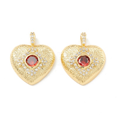 Rack Plating Brass Micro Pave Clear & Orange Red Cubic Zirconia Pendants KK-D073-15G-1