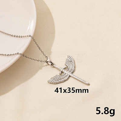 Vintage Stainless Steel Sword with Wing Pendant Necklaces for Women QX2053-7-1