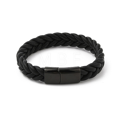 Ion Plating(IP) Braided Microfiber Leather Cord Bracelets for Men BJEW-Z081-13EB-02-1