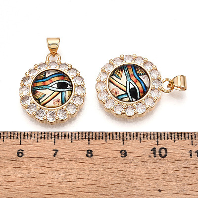 Brass Micro Pave Clear Cubic Zirconia Pendants for Women KK-T070-92A-02-1