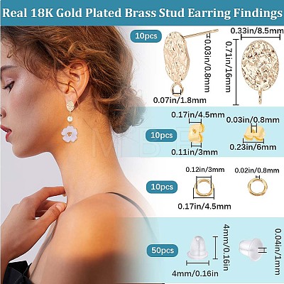 10Pcs Brass Stud Earring Findings DIY-CN0002-47-1