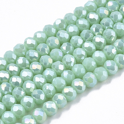 Electroplate Glass Beads Strands X-EGLA-A034-P6mm-B16-1