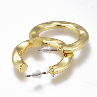 Textured Brass Stud Earrings EJEW-I250-02B-1