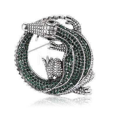 Crocodile Alloy Rhinestone Brooch PW-WGFAD1D-04-1