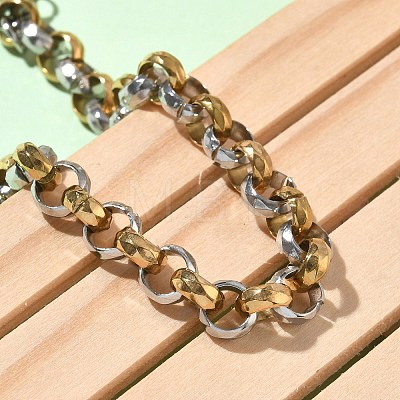 Two-tone 304 Stainless Steel Rolo Chain Bracelets for Women BJEW-A160-05GP-1