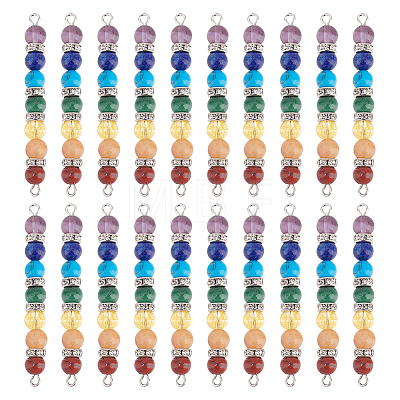 20Pcs Chakra Natural & Synthetic Gemstone Connector Charms FIND-HY0001-32-1
