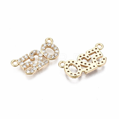 Valentine's Day Theme Brass Micro Pave Clear Cubic Zirconia Pendant Links Connectors KK-T056-76G-NF-1