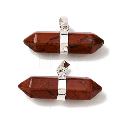 Natural Red Jasper Double Terminal Pointed Pendants G-NH0001-15P-09-1