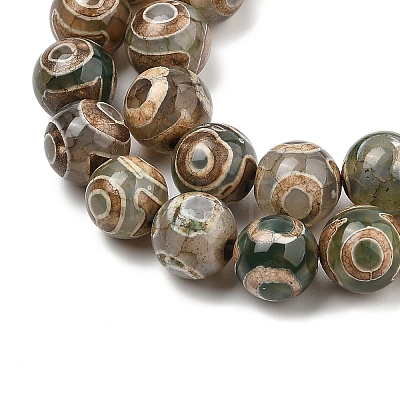 Natural Tibetan 3-Eye dZi Agate Beads Strands G-A240-A03-01-1