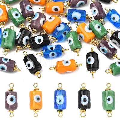 30Pcs 5 Colors Handmade Evil Eye Lampwork Connector Charms PALLOY-YW00158-1