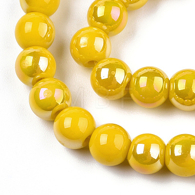 Electroplate Opaque Glass Beads Strands GLAA-T032-P6mm-AB08-1