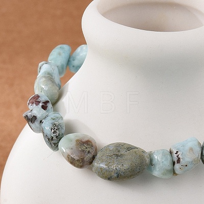 Natural Larimar Bead Stretch Bracelets BJEW-K213-65-1