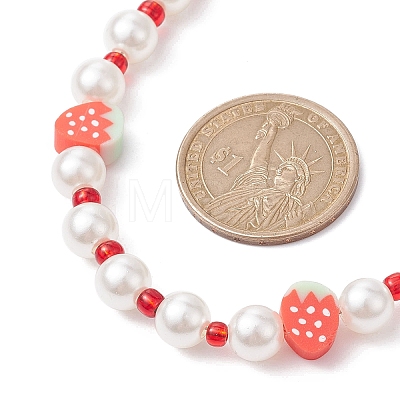 Fruit Polymer Clay & Glass Seed & Acrylic Pearl Beaded Necklace NJEW-JN04582-01-1