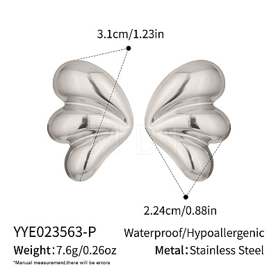 Geometric Wing 304 Stainless Steel Stud Earrings AG9073-2-1