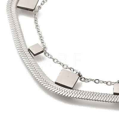 201 Stainless Steel Double Layer Snake Chain Necklaces STAS-B076-04P-1