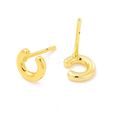 Brass Hollow Out Initial Letter Stud Earrings for Women EJEW-A044-01G-C-1