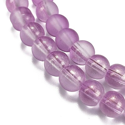 Frosted Transparent Glass Bead Strands GLAA-P065-6mm-07-1