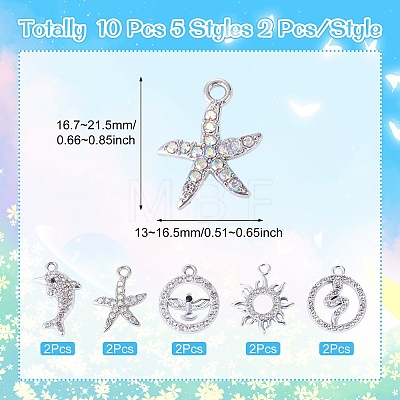 10Pcs 5 Styles Alloy Pendants FIND-TADJ0001-26A-1