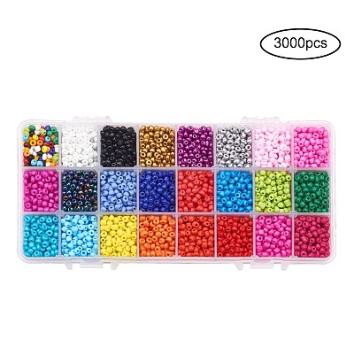 24 Colors Glass Seed Beads SEED-YW0001-01-4mm-1