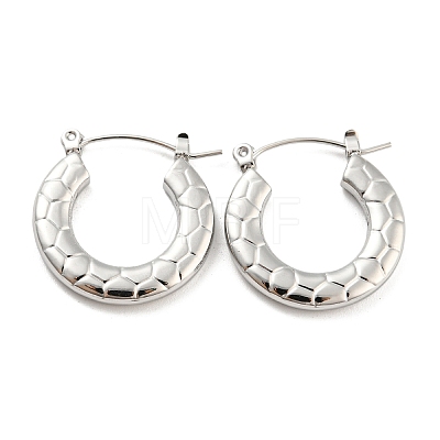 Non-Tarnish Texture Ring 304 Stainless Steel Hoop Earrings for Women LS-EJEW-C067-05P-1
