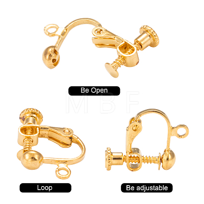 Brass Screw On Clip-on Earring Findings X-KK-L164-01G-1
