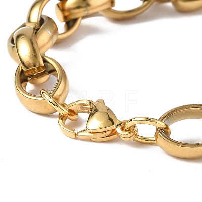 Vacuum Plating 304 Stainless Steel Ring & Oval Link Chain Bracelets for Women Men BJEW-P287-01G-1