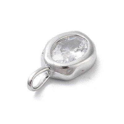 925 Sterling Silver Cubic Zirconia Oval Charms STER-S006-01S-D-1