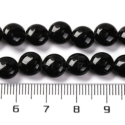 Natural Black Stone Beads Strands G-T047-A17-01-1