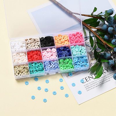 150G 15 Colors Handmade Polymer Clay Beads CLAY-JP0001-12-8mm-1
