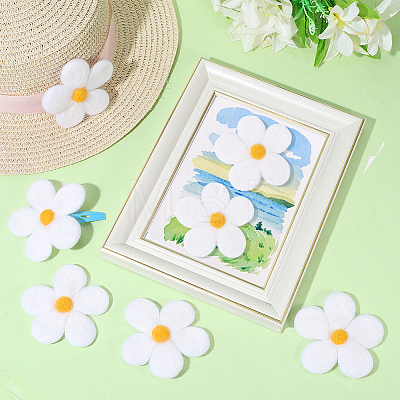8Pcs Daisy Flower Wool Felt Fabric Costume Accessories AJEW-PH0008-82A-1