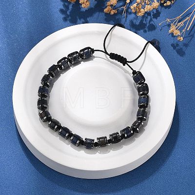 Adjustable Natural Sodalite and Non-magnetic Synthetic Hematite Braided Bead Bracelets BJEW-Z090-01C-1