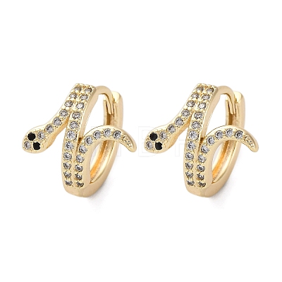 Brass Cubic Zirconia Hoop Earrings EJEW-Q014-39G-1