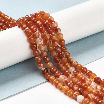 Natural Striped Agate/Banded Agate Beads Strands G-A246-8mm-03-1