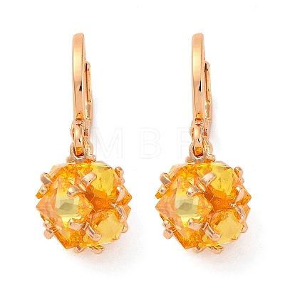 Brass Micro Pave Cubic Zirconia Leverback Earrings EJEW-K300-58G-02-1