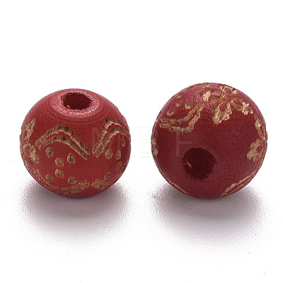 Painted Natural Wood Beads WOOD-N006-03A-03-1