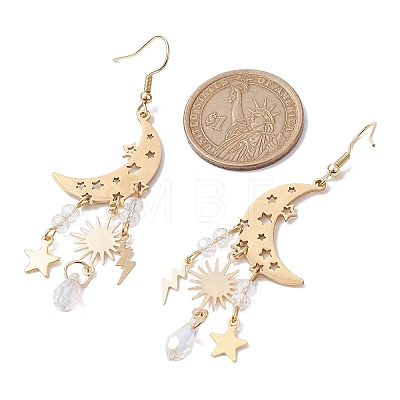 Moon & Star & Sun & Lightning Alloy Chandelier Earrings EJEW-JE05718-1